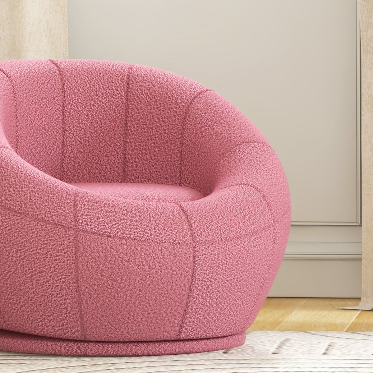 Swivel Lounge Chair, Plush, Single, 120 kg capacity, Pink