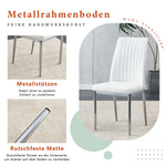 Dining Chairs 4-Piece Set, Silver Metal Legs, White PU Leather