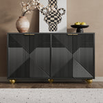 Sideboard with Four Molded Doors and Adjustable Shelves, Metal Handles and Ball-Shaped Legs