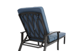 Lounge Patio Chair, Adjustable Reclining Rustproof Aluminum, Waterproof Blue Cushion