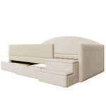 Upholstered Sofa Bed 90x190cm with 2 Drawers, Beige Velvet