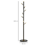 Coat Rack, 6 Hooks, Freestanding, Walnut