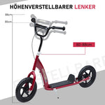Kids' Kick Scooter with Rear Brake and Height Adjustable Handlebars, Red Steel