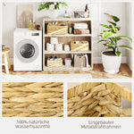 Storage Baskets, Set of 3 Woven Water Hyacinth for Storage and Organization, Natural Wood