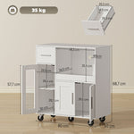 Mobile Kitchen Cabinet with Drawers, Shelves & Cable Hole - White