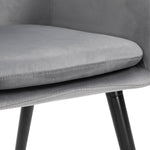 Dining Chairs, Set of 2, Upholstered with Backrest, Velvet Grey