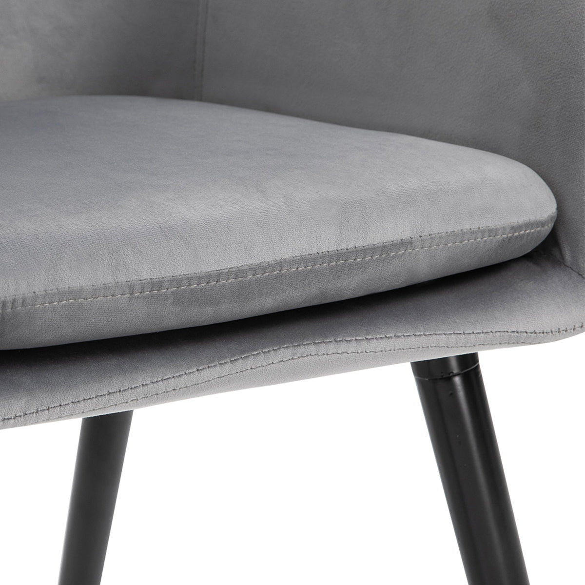 Dining Chairs, Set of 2, Upholstered with Backrest, Velvet Grey