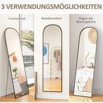 Full-Length Mirror, Curved Standing, Shatterproof Glass, Aluminum Frame, Black