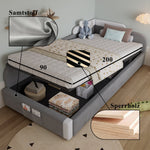 Upholstered Bed, Hydraulic with Storage, Velvet+Plywood Grey 90x200cm