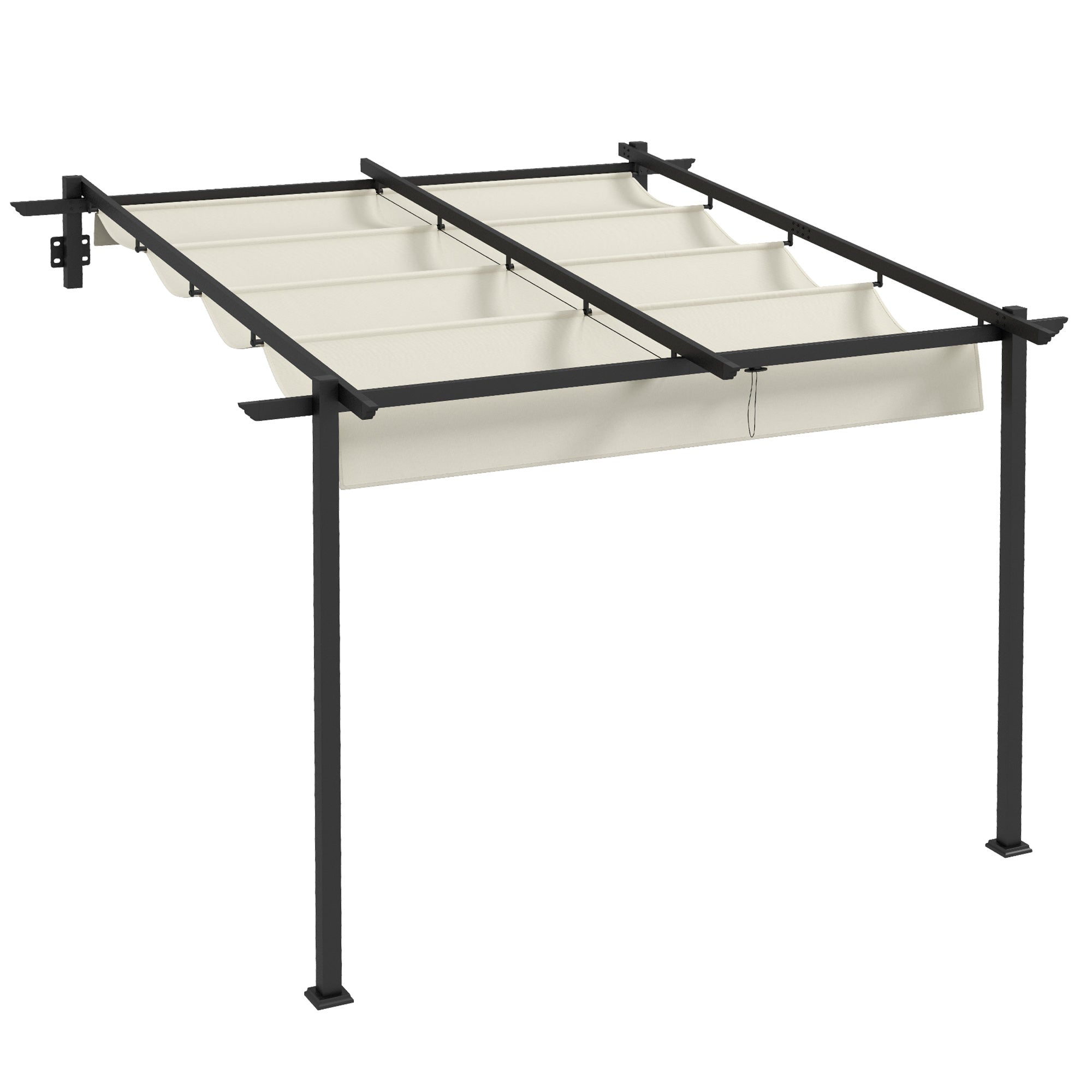 Pavilion Pergola 3x3m Windproof Adjustable Roof, Cream-Colored