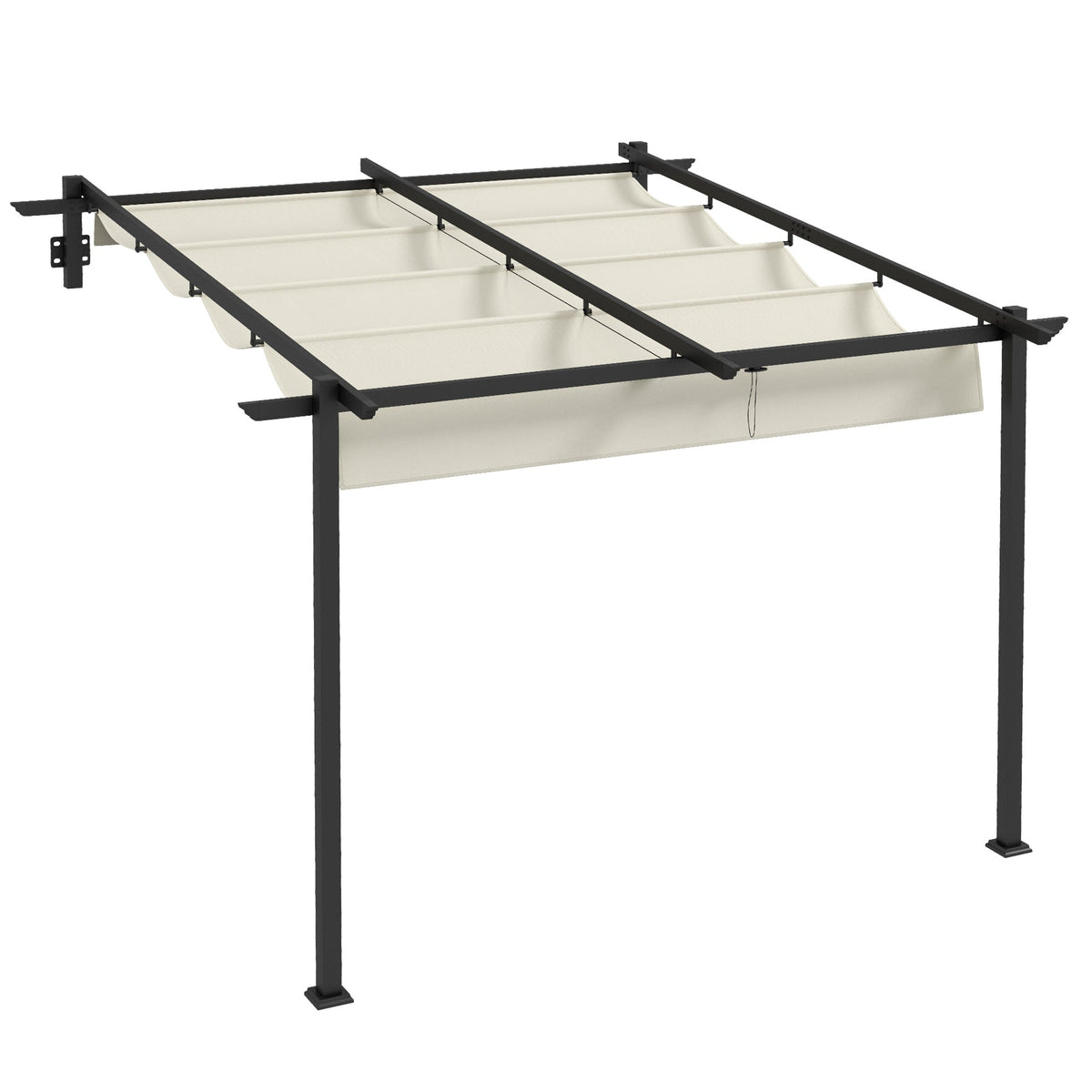 Pavilion Pergola 3x3m Windproof Adjustable Roof, Cream-Colored
