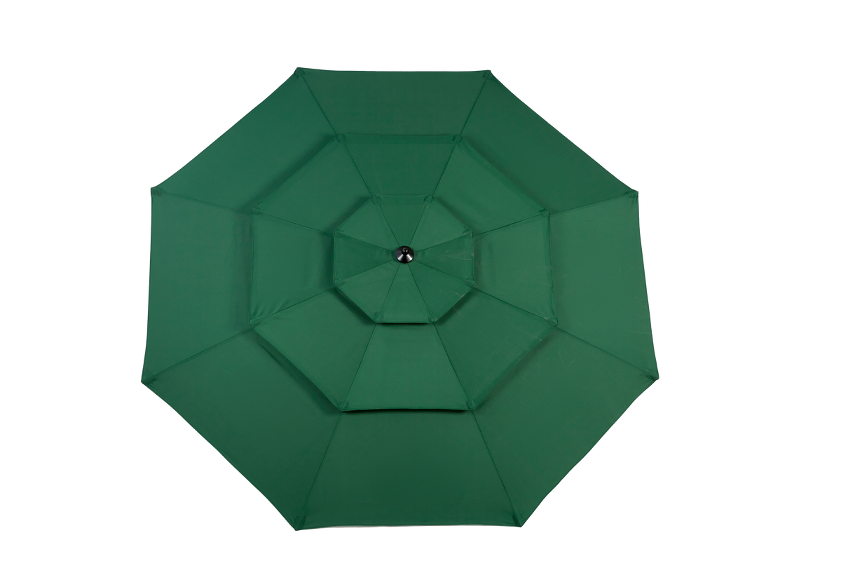 Outdoor Umbrella Double Sided Rectangular 14.8 Ft Large Crank - Dark Green (No Base)