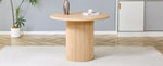 Round Dining Table 100cm MDF Storage 4-6 Seater - Light Wood Look