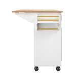 Kitchen Island Multifunctional Dining Table Removable Trolley Storage - White