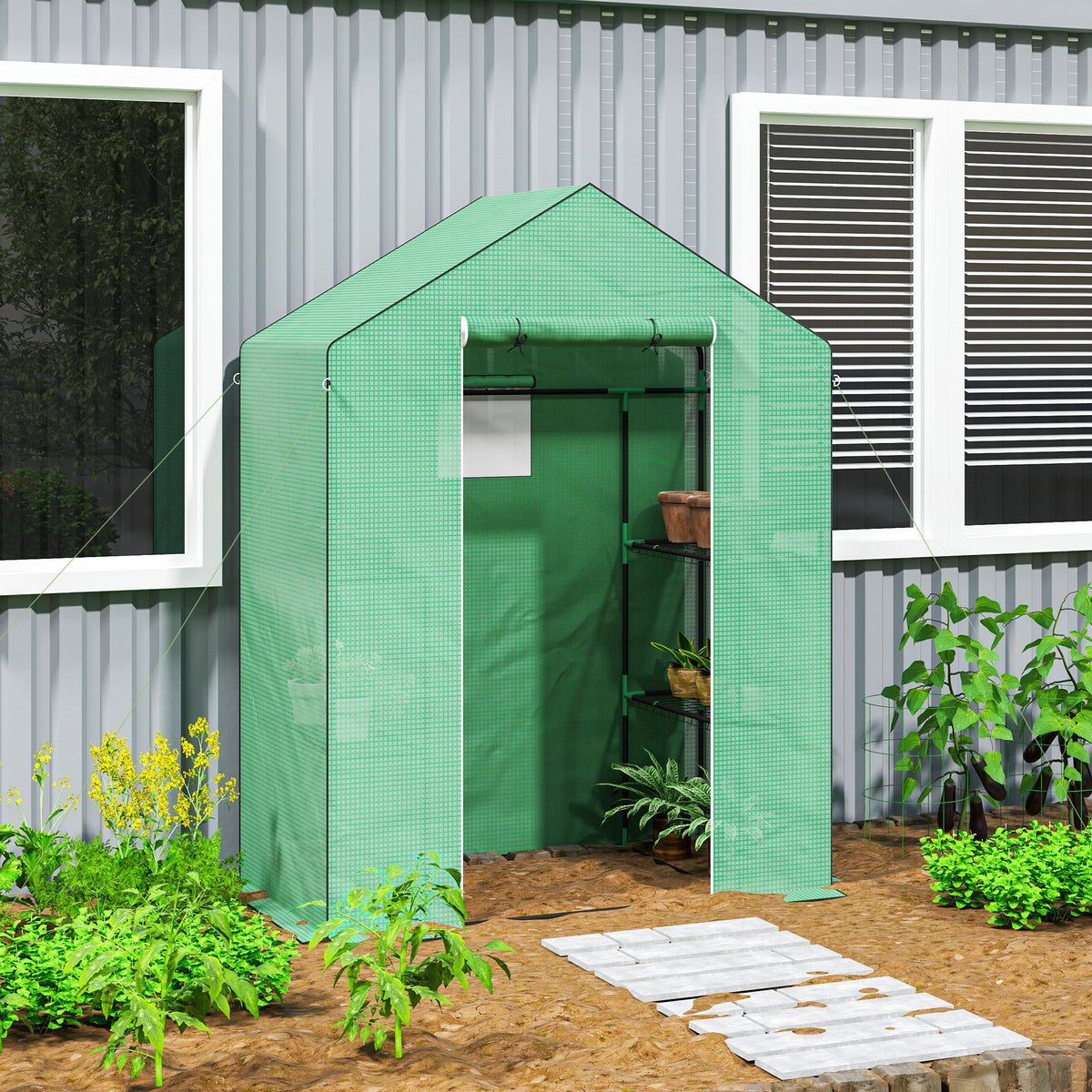 Greenhouse, Roller Door Window Shelves, Steel