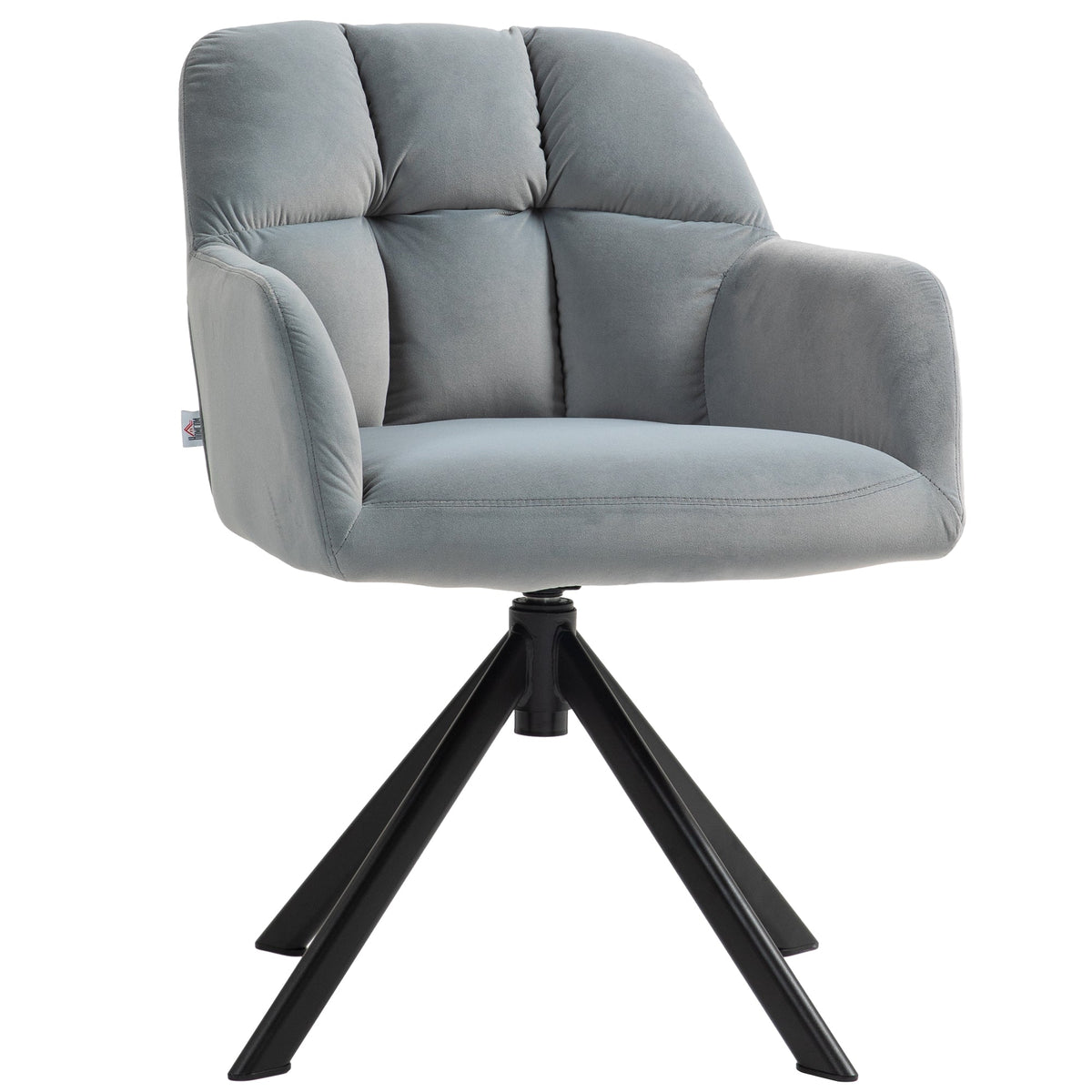 Swivel Lounge Chair with Armrest, Metal Legs, Grey Velvet