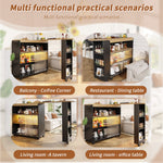 Extendable Bar Table Telescopic with LED Light Storage Cabinet Black