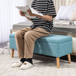 Upholstered Bench Storage Bed Hallway Blue
