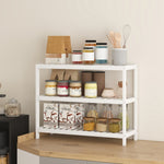 3-Tier Shoe Rack, Bamboo Storage Shelf, White