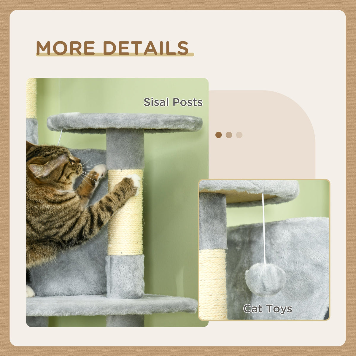 Cat Tree, Large 200 cm XXL with Cat Caves, Hammocks, Light Grey