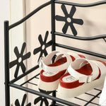 Small Shoe Rack/Plant Stand 4 Tiers Space-Saving Metal Black