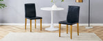 Minimalist Dining Chairs Set of 2 with Gold Metal Legs, Black PU Leather
