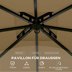 Gazebo 3.4x3.4m Water-Repellent UV Protection, Beige Metal