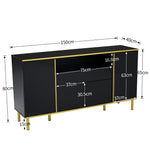 Sideboard, High-Gloss with 1 Drawer, Black