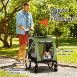 Dog Trailer & Stroller, 2-in-1, Reflectors, Oxford Fabric Green