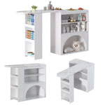 Extendable Table, Rotating High with Pet Area, White Marble Effect