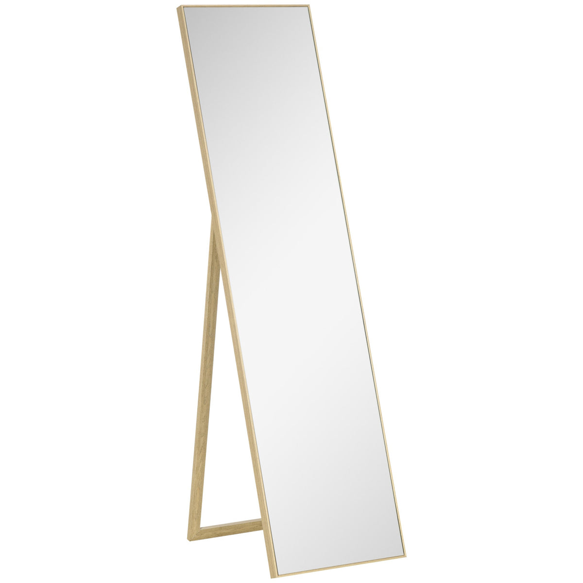 Standing Mirror, Full Length Dressing Makeup, Light Brown Wood Grain