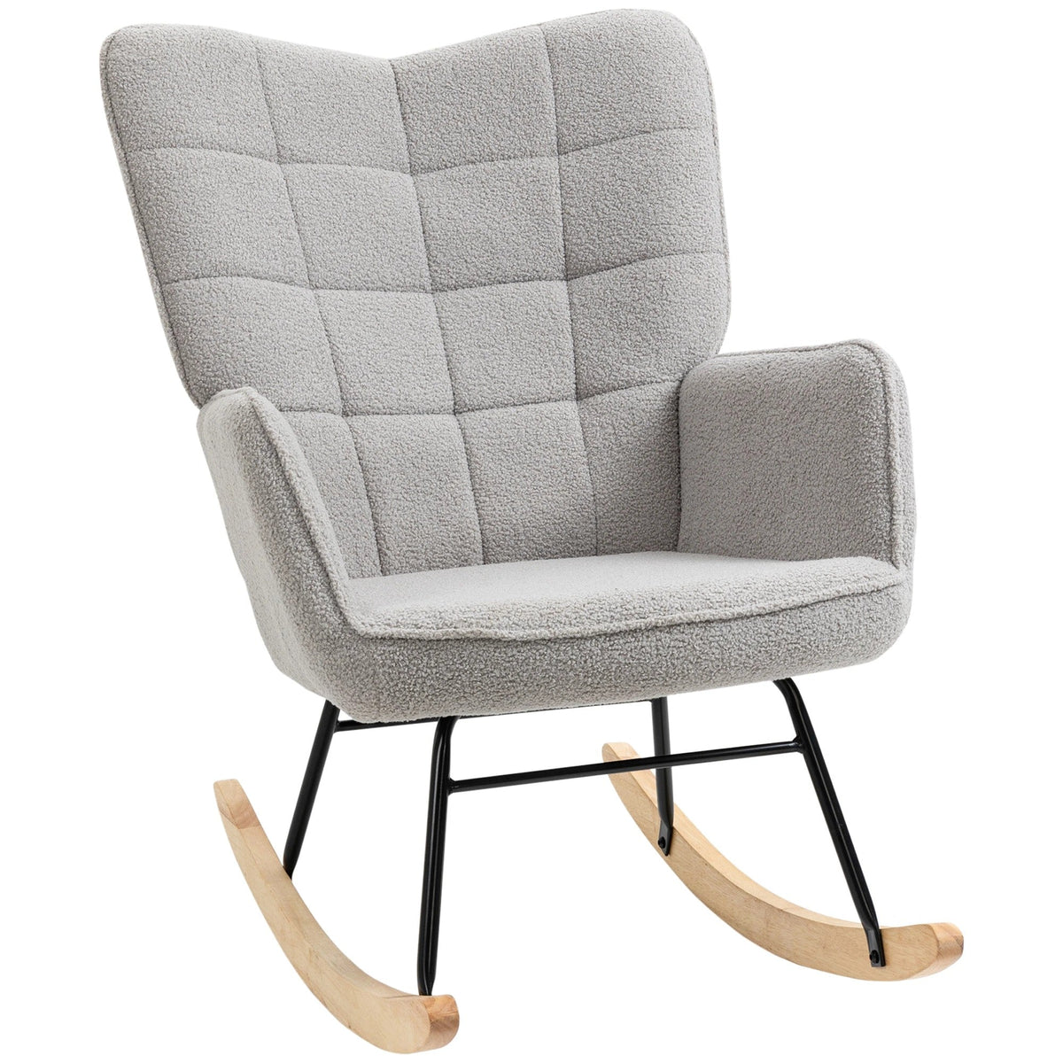 Rocking Chair Swivel Recliner 120 kg Berber Fleece Light Grey