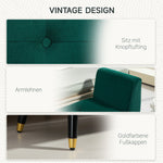 Luxury Upholstered Bench, Storage Armrests Chest, Velvet Polyester Rubberwood Green