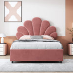 Upholstered Children's Bed 90x200cm Floral Headboard Hydraulic Storage Velvet Pink