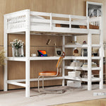 Loft Bed 90x200cm Storage Under-Bed Desk - White