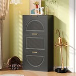 Narrow Shoe Cabinet with 3 Doors for Hallway and Living Room, Black