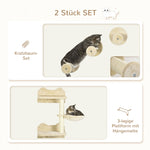 Cat Climbing Steps Set, 4-Piece Wall Stairs with Scratching Post & Hammock, Beige/Cream-White
