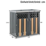 Garbage Can Enclosure with Diamond Ventilation Holes, Lockable Four Doors and Planting Area, Metal