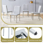 Minimalist Dining Chairs Set of 2, Ergonomic PU Leather with Metal Legs, Grey and Silver