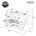Bunk Bed with Slide, Stair Storage, Bookshelf and Drawers, 90x200cm, White Pine + MDF