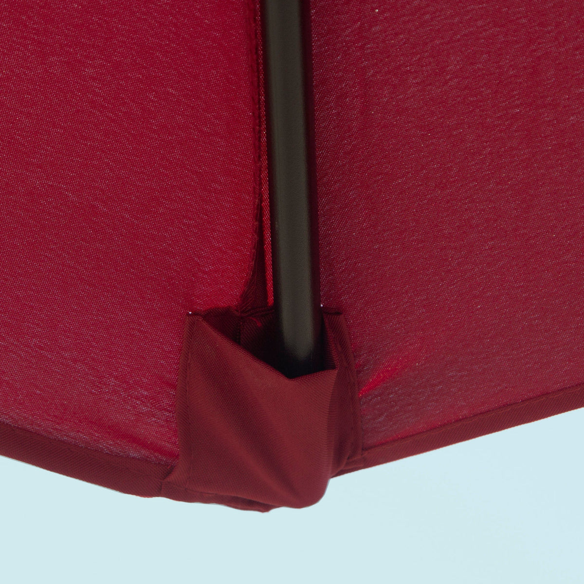 Folding Parasol Garden Umbrella 2.6m Aluminum Hand Crank, Red Polyester
