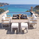 7-Piece Garden Furniture Set for 6 People, Tempered Glass & WPC