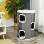 Cat Tree Scratching Barrel 3-Level Sisal Grey+White