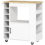 Kitchen Trolley with Worktop, Shelves, Wine Racks, Soft-Close Hinges, Oak