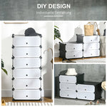 Shoe Rack Shelf for 6 Pairs of Shoes, Modular DIY, Plastic Black+White