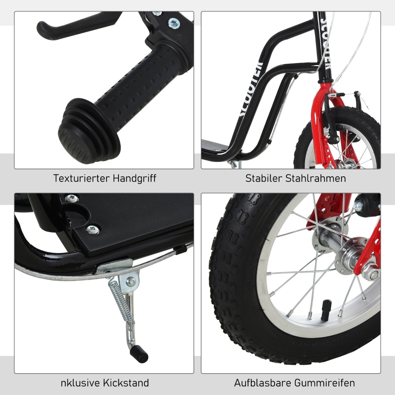 Children's scooter, adjustable handlebar pneumatic tires 12 inches, black