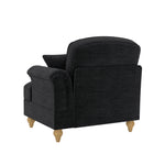 Windsor Sofa RSF with 1 Cushion and Removable Skirt, Black Chenille