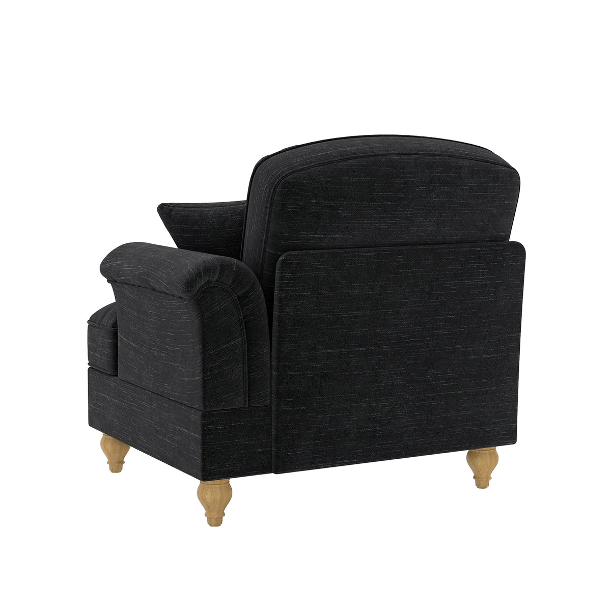 Windsor Sofa RSF with 1 Cushion and Removable Skirt, Black Chenille
