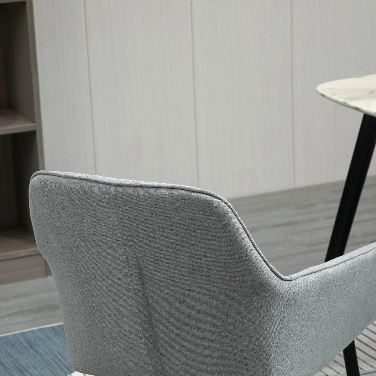 Dining Chairs, Set of 2, Upholstered, Light Grey Linen