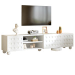 TV Cabinet Lowboard 200cm 3-Door Printed Design - White